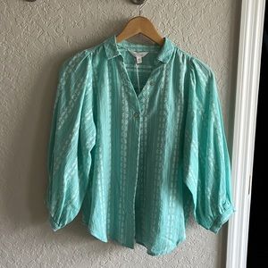 Lauren Conrad turquoise button front top